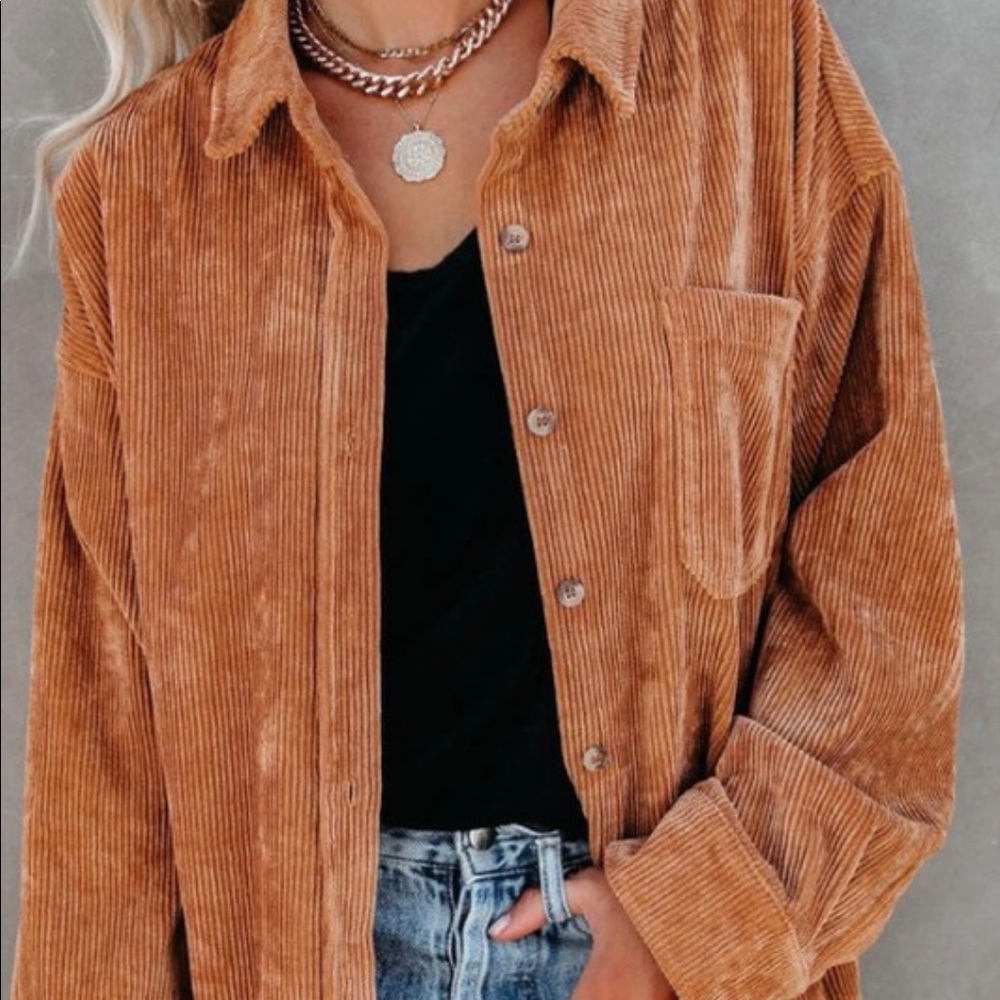 Corduroy button up shacket